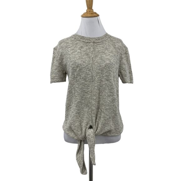 Madewell Sweater Tee Womens 2XS XXS Gray Knot Front Detail Cropped Fit Cotton - Picture 1 of 13